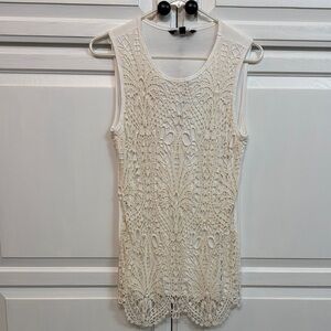 CHARLIE B Cream Lace Boho Tank Top. Size S/P, Euro summer Romantic girly